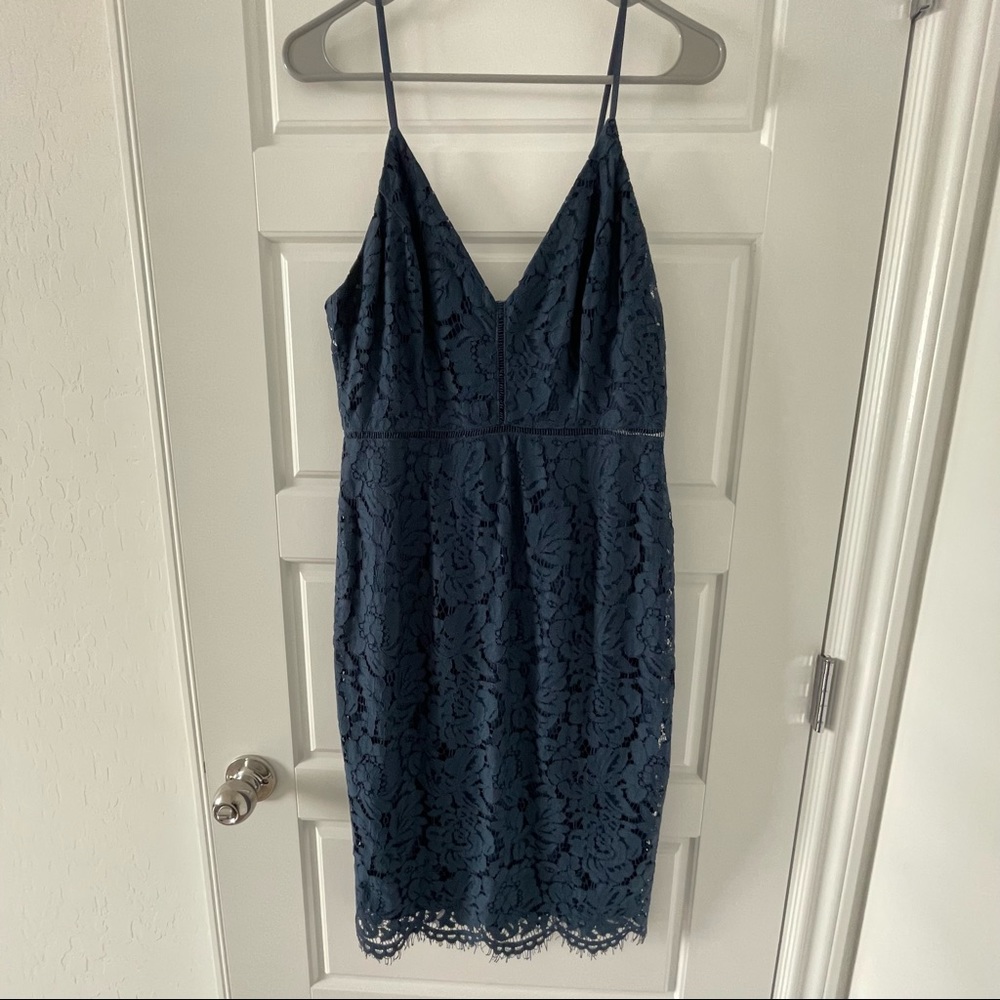 ASTR the Label Lace Mini Dress Navy Blue